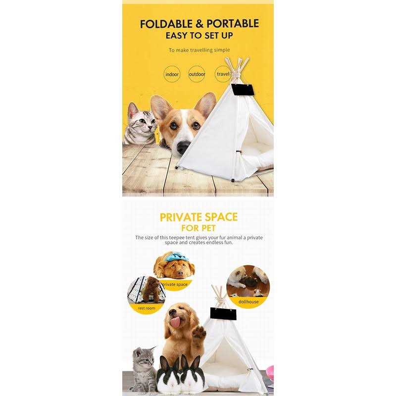 Pet Teepee Dog & Puppy Cat Bed with Thick Cushion X169390