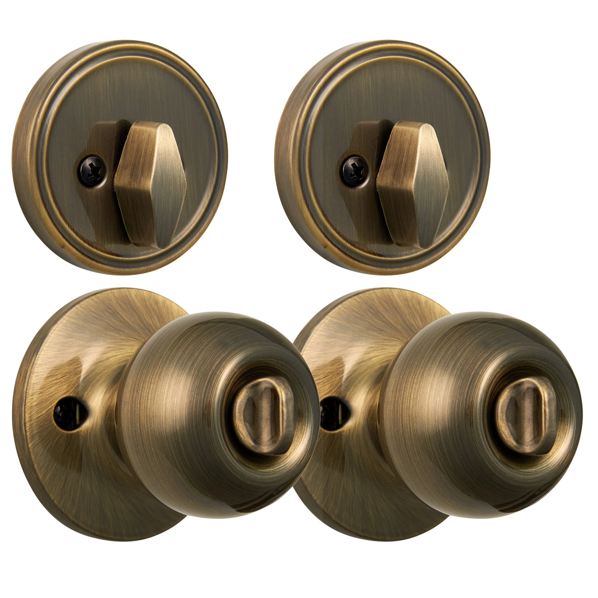Keyed Entry Ball Doorknob and Deadbolt Combo in Oil-Rubbed Bronze, Twin Pack E9335