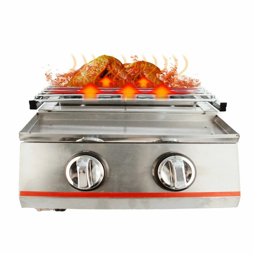 2 Burners Portable Stainless Steel Gas Grill V4574