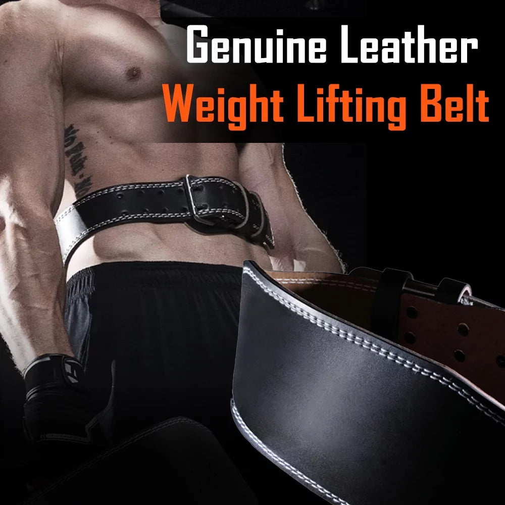 Adjustable 6” Padded Genuine Leather Weight Lifting Belt F6415