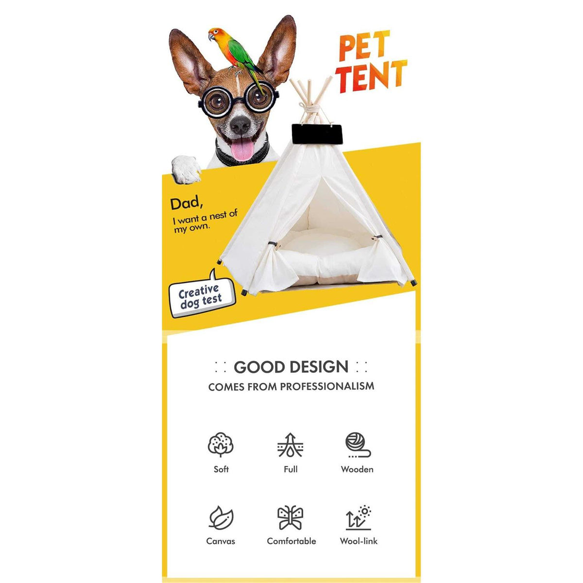 Pet Teepee Dog & Puppy Cat Bed with Thick Cushion X169390