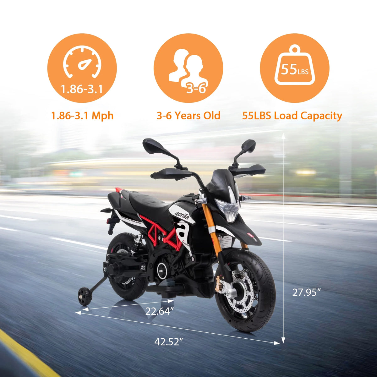 12V Ride on Motorcycle Electric Motorbike with Training Wheels O1113