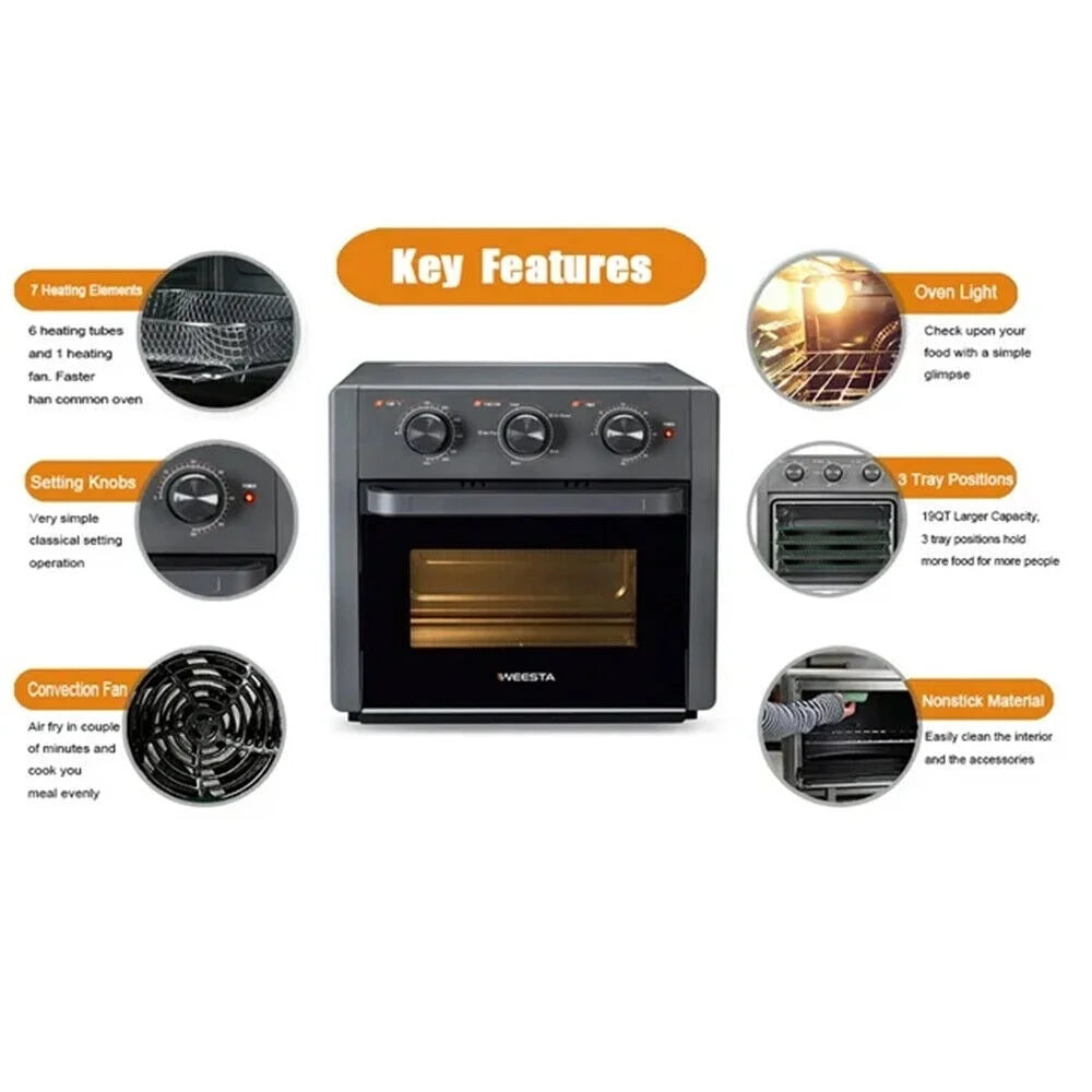 20Qt 5in1 Air Fryer Oven Toaster Combo Gray L59526