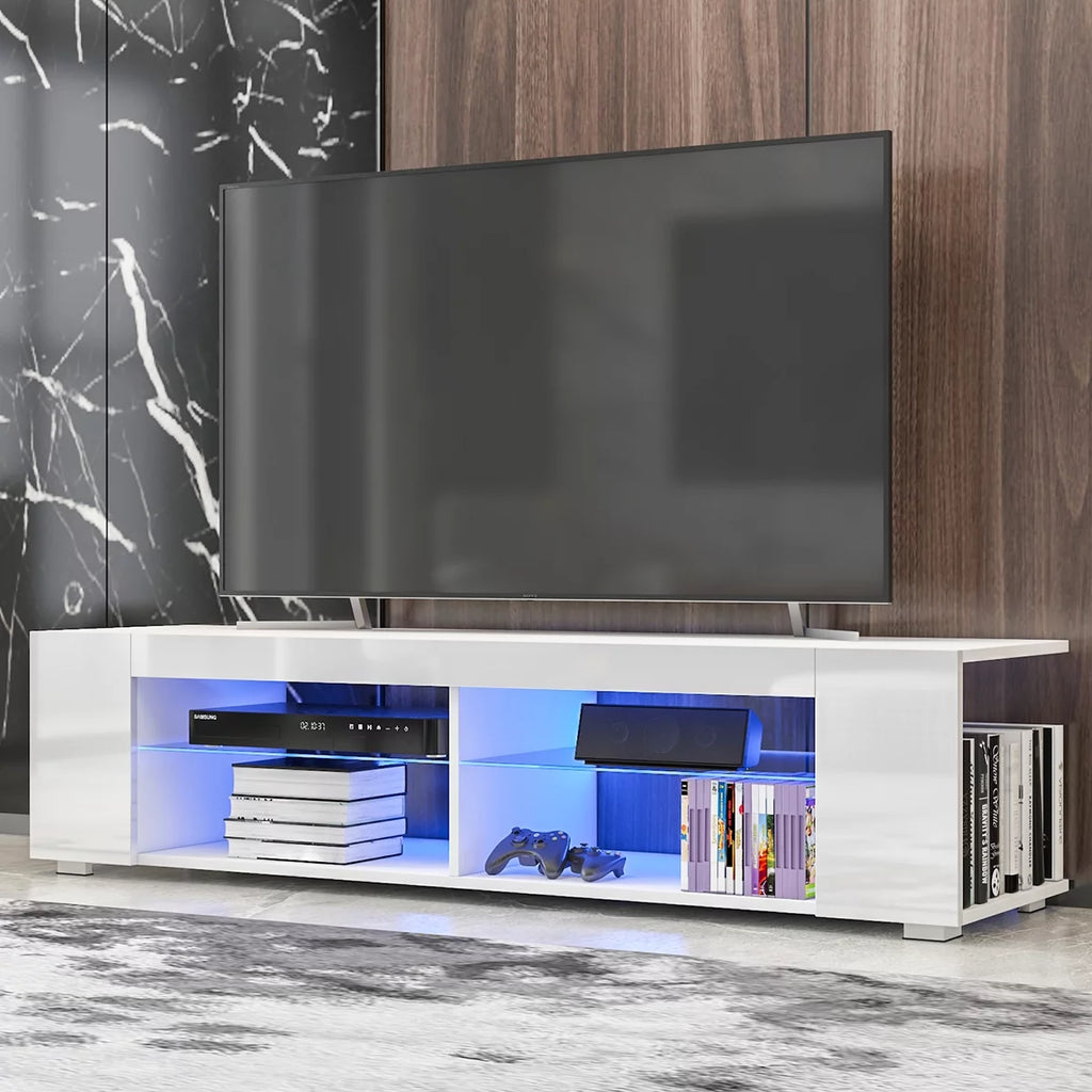 Gray Black TV Stand with Glass Shelves M637659