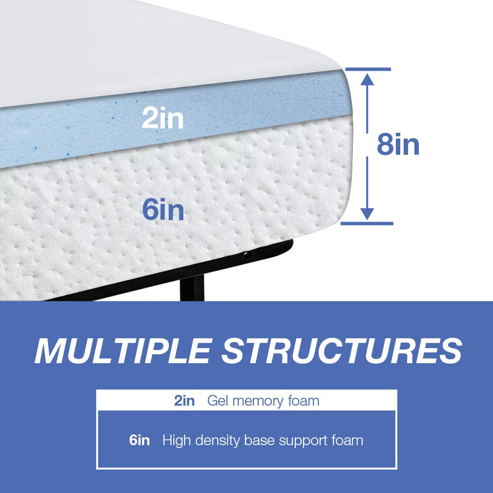 Queen 8 Inch Gel Memory Foam Medium Firm Mattress M156049
