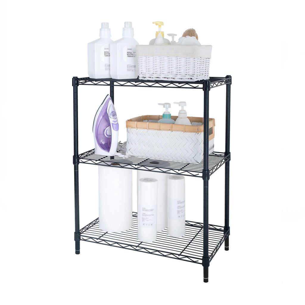 Steel 3-Tier Storage Shelf Unit Black D3083