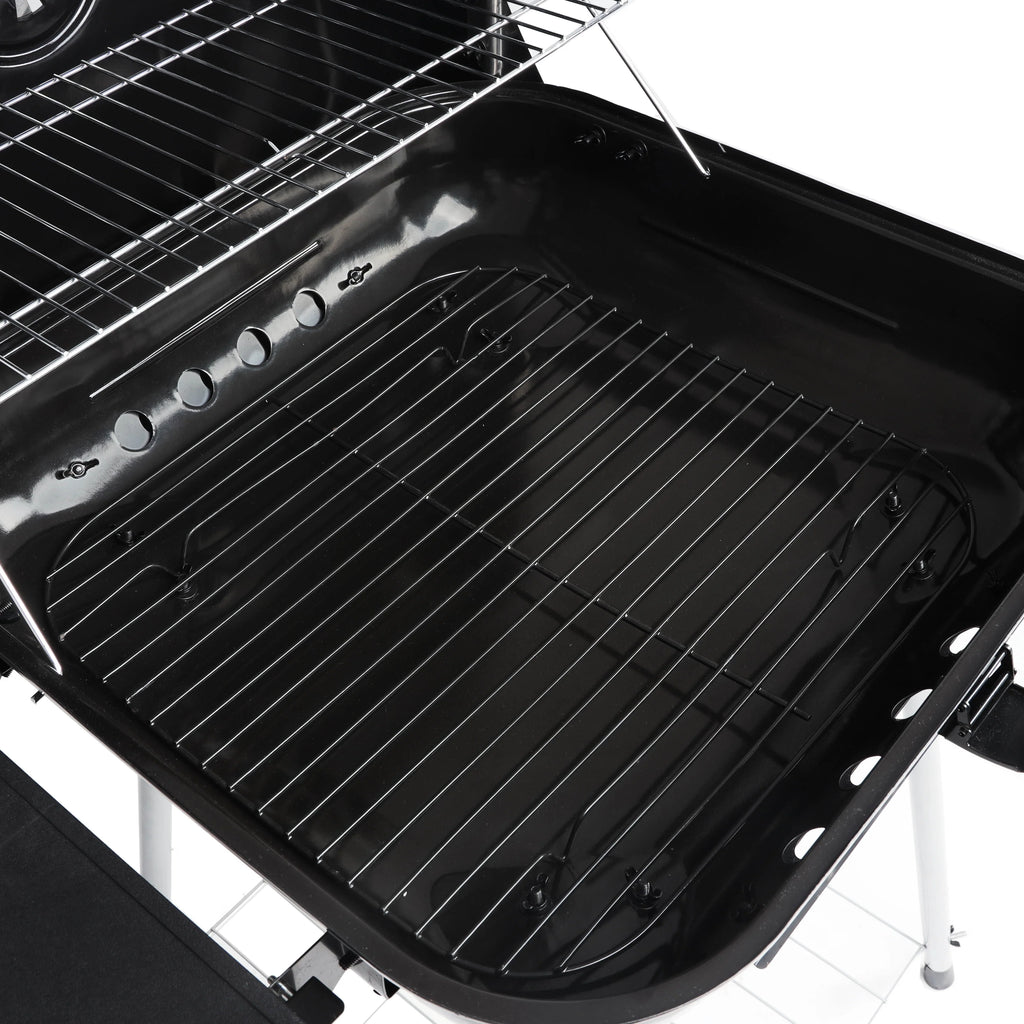 22 Square Steel Charcoal Grill with Foldable Side Shelf, Black K757414