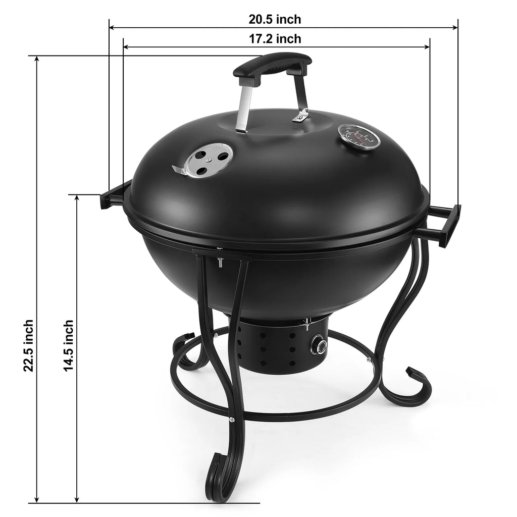 17 inches Portable Charcoal Grill with Adjustable Fan C7546