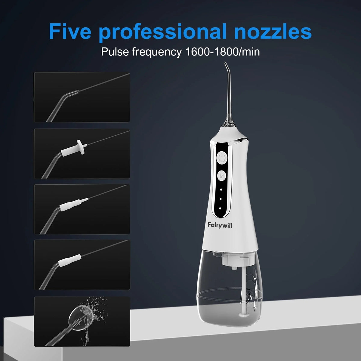 Cordless Water Flosser with 5 Modes 300ML Black O764580